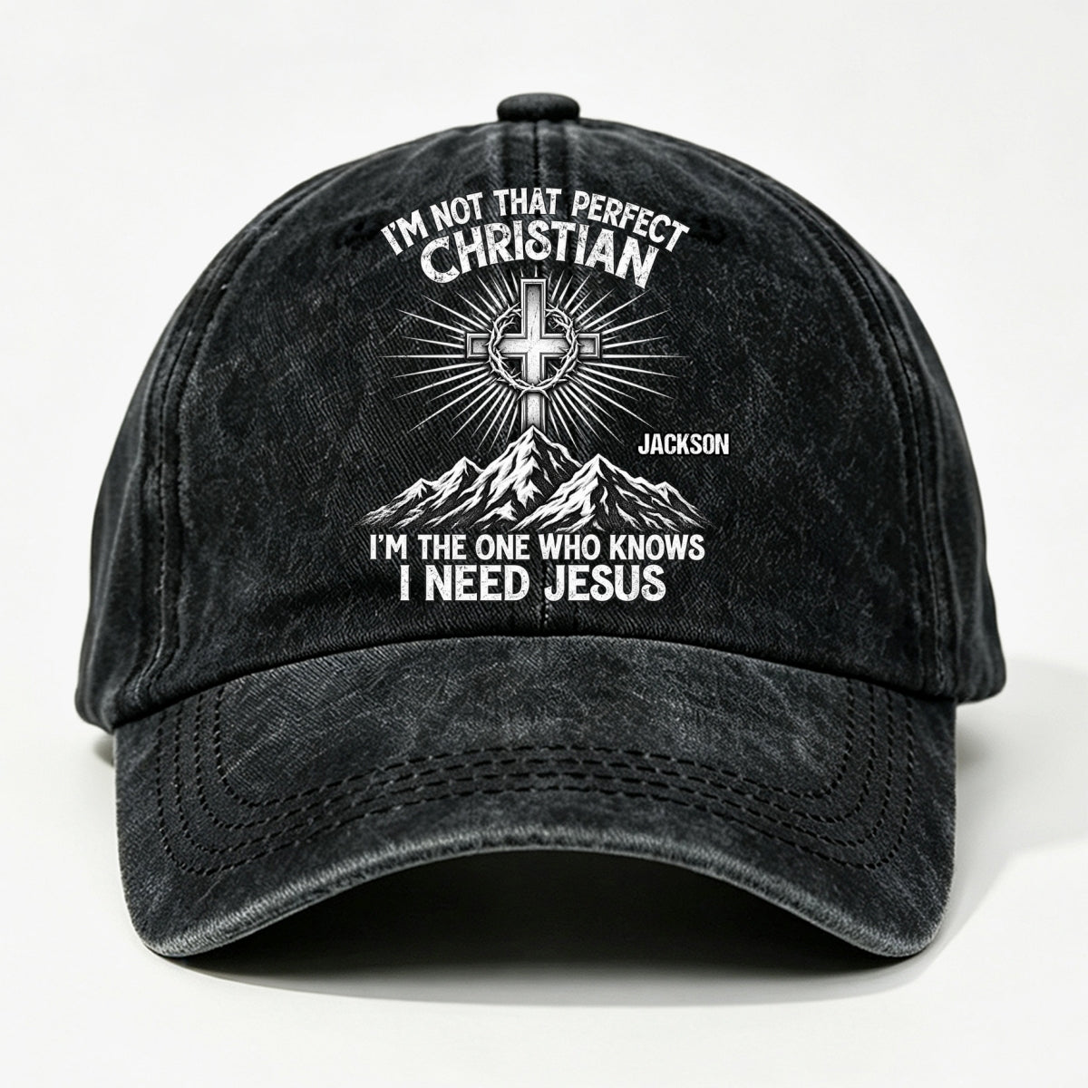 Raised In Faith, Gift For Christian - Personalized Custom Vintage Washed Denim Cap