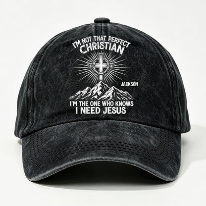 Raised In Faith, Gift For Christian - Personalized Custom Vintage Washed Denim Cap