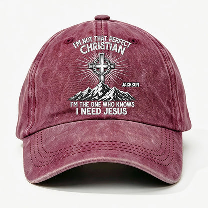 Raised In Faith, Gift For Christian - Personalized Custom Vintage Washed Denim Cap