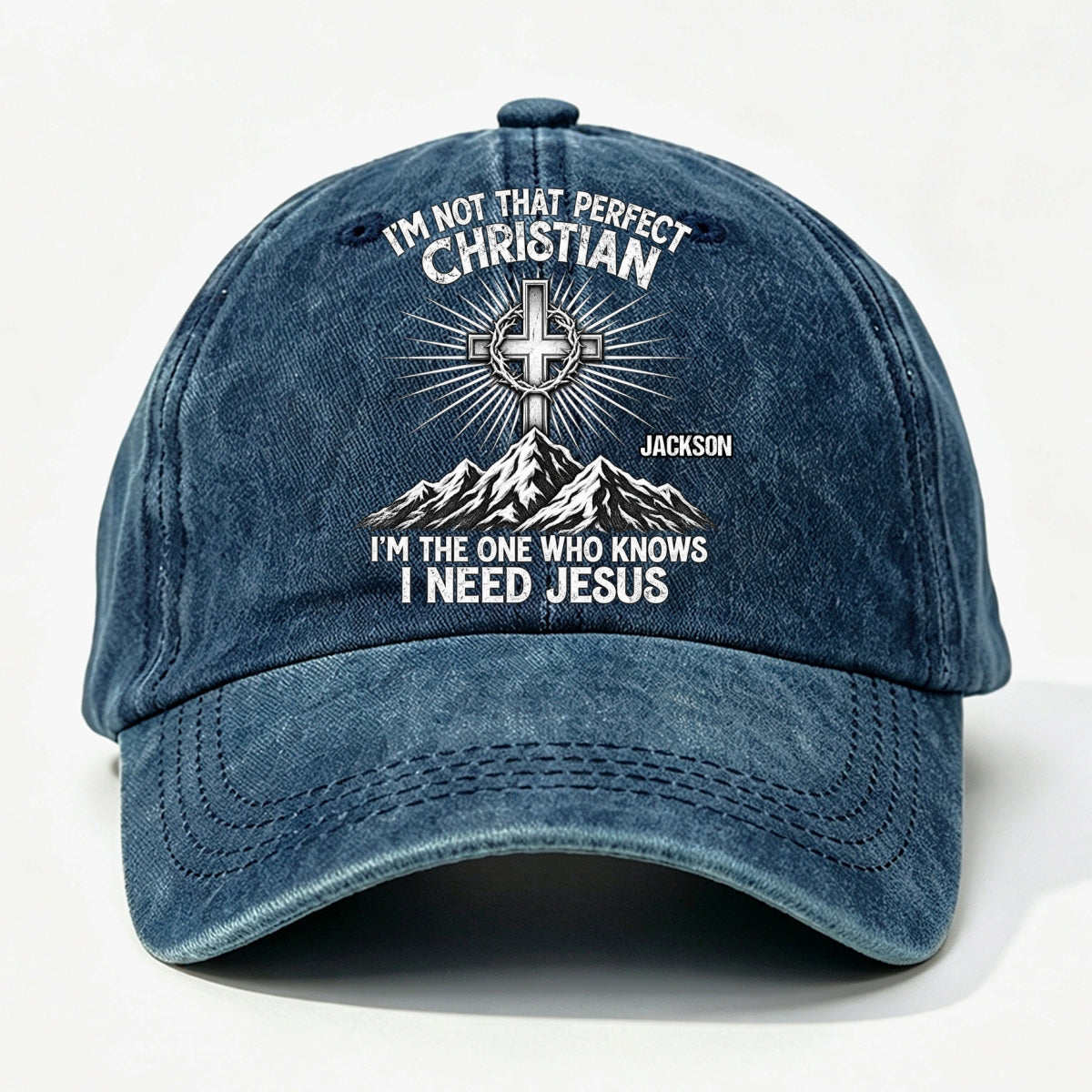 Raised In Faith, Gift For Christian - Personalized Custom Vintage Washed Denim Cap