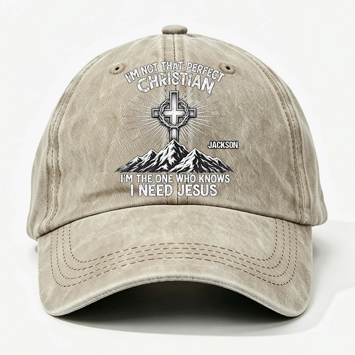 Raised In Faith, Gift For Christian - Personalized Custom Vintage Washed Denim Cap