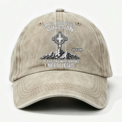 Raised In Faith, Gift For Christian - Personalized Custom Vintage Washed Denim Cap