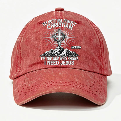 Raised In Faith, Gift For Christian - Personalized Custom Vintage Washed Denim Cap