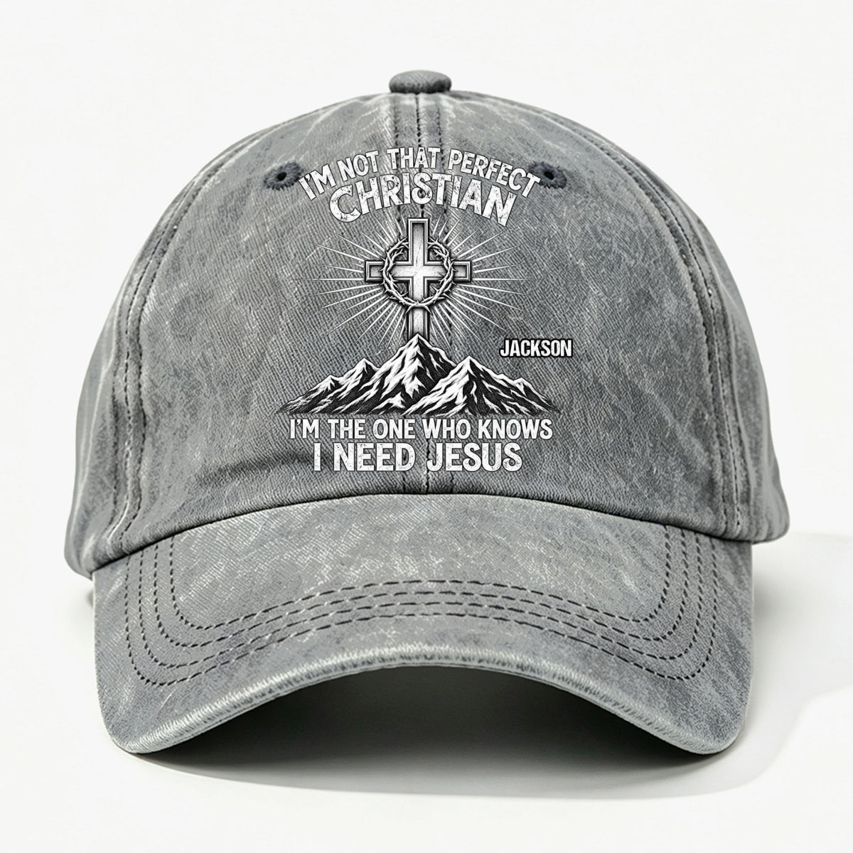 Raised In Faith, Gift For Christian - Personalized Custom Vintage Washed Denim Cap