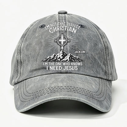 Raised In Faith, Gift For Christian - Personalized Custom Vintage Washed Denim Cap