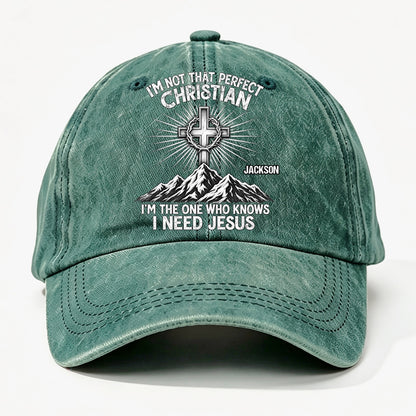 Raised In Faith, Gift For Christian - Personalized Custom Vintage Washed Denim Cap