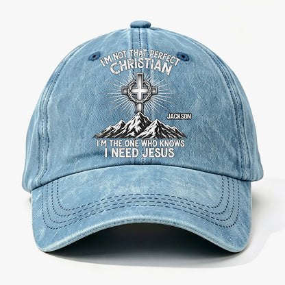 Raised In Faith, Gift For Christian - Personalized Custom Vintage Washed Denim Cap