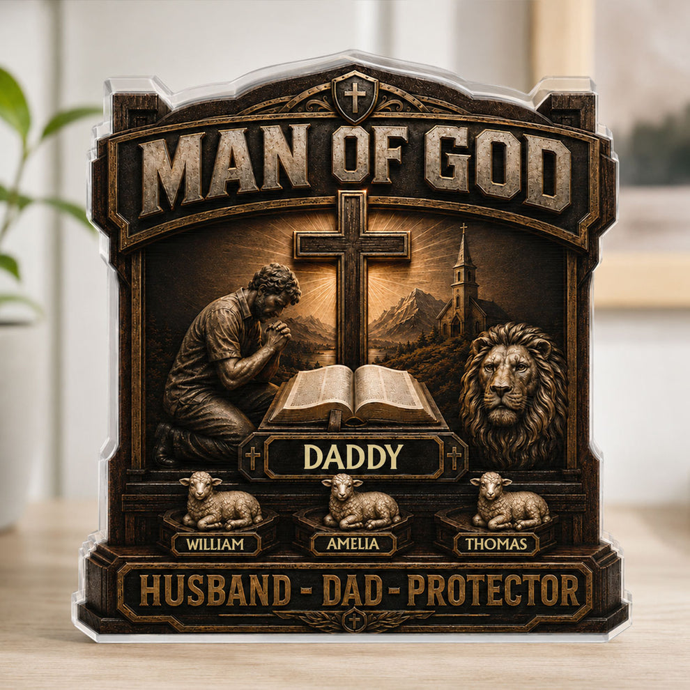 Man Of God, Gift For Dad | Personalized Custom Shaped Acrylic Plaque