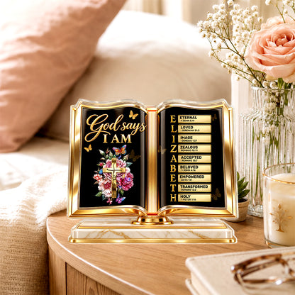 God Says I Am, Gift For Loved One | Personalized Custom Shaped Acrylic Plaque