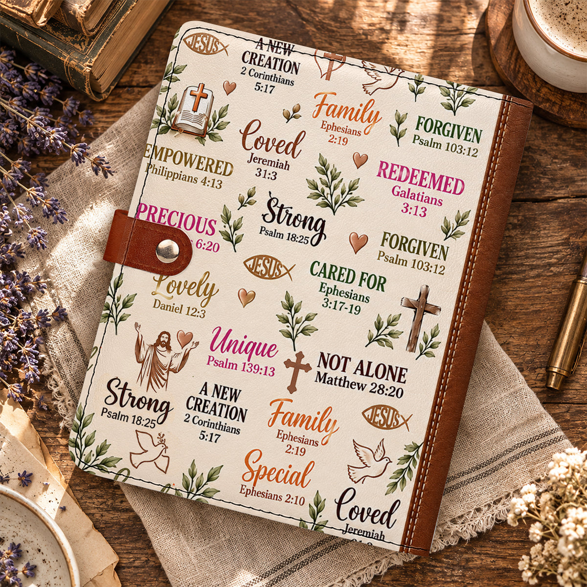God Says I Am, Gift For Women | Personalized Leather Notebook Cover With Pocket