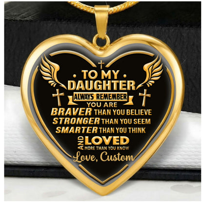 To My Granddaughter And Daughter, Christian Gift For Granddaughter, Daughter- Personalized Heart Necklace
