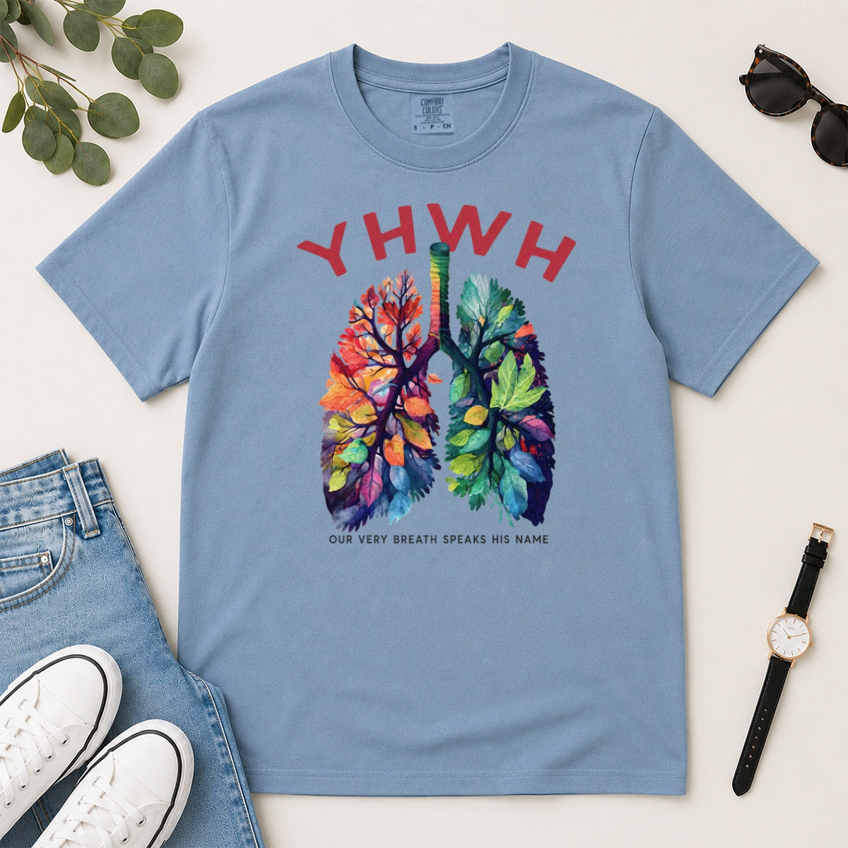 YHWH Our Very Breath Speaks His Name, Gift For Christian Nurses - 2D Unisex Garment-dyed T-shirt