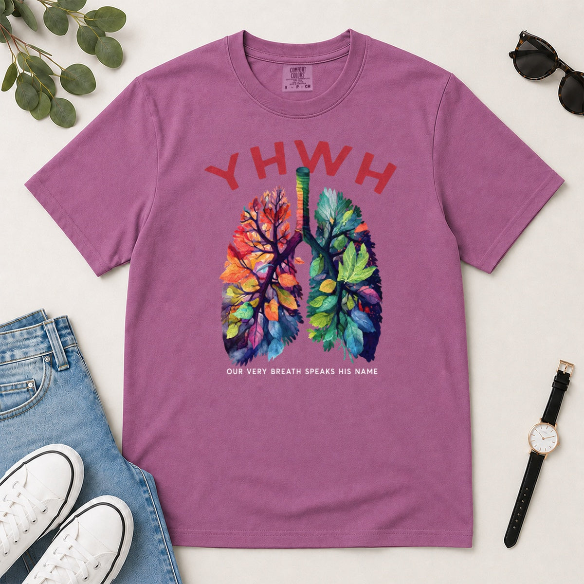YHWH Our Very Breath Speaks His Name, Gift For Christian Nurses - 2D Unisex Garment-dyed T-shirt