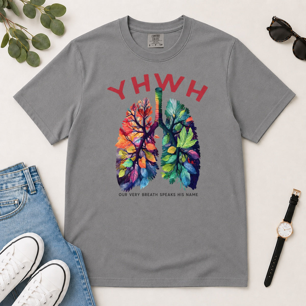 YHWH Our Very Breath Speaks His Name, Gift For Christian Nurses - 2D Unisex Garment-dyed T-shirt