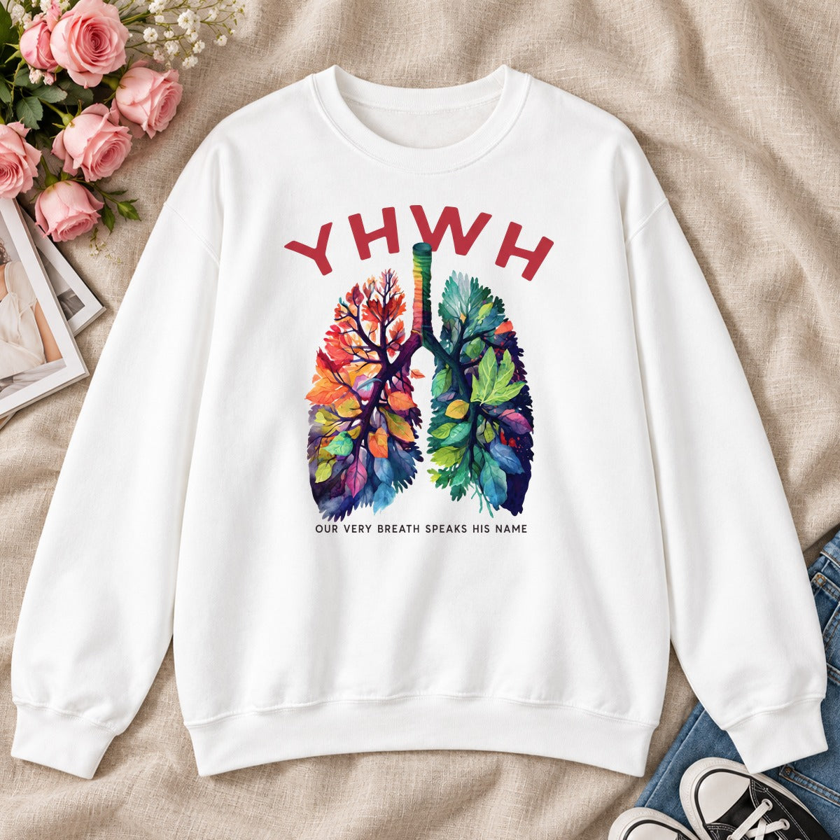YHWH Our Very Breath Speaks His Name, Gift For Christian Respiratory Therapist - 2D Unisex Sweatshirt