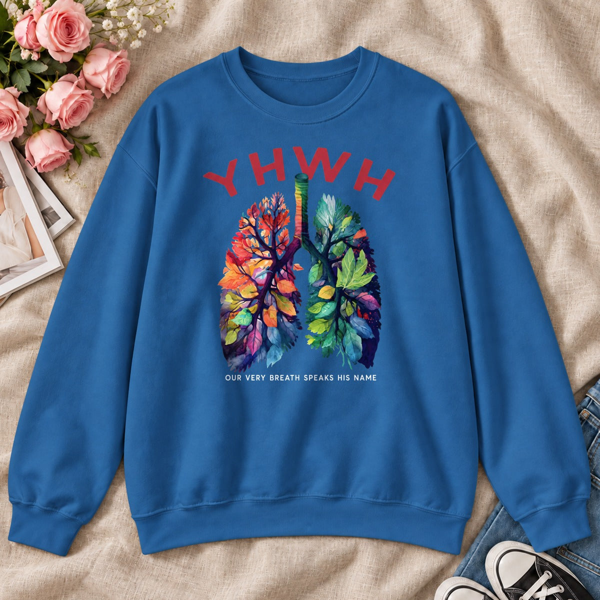 YHWH Our Very Breath Speaks His Name, Gift For Christian Respiratory Therapist - 2D Unisex Sweatshirt