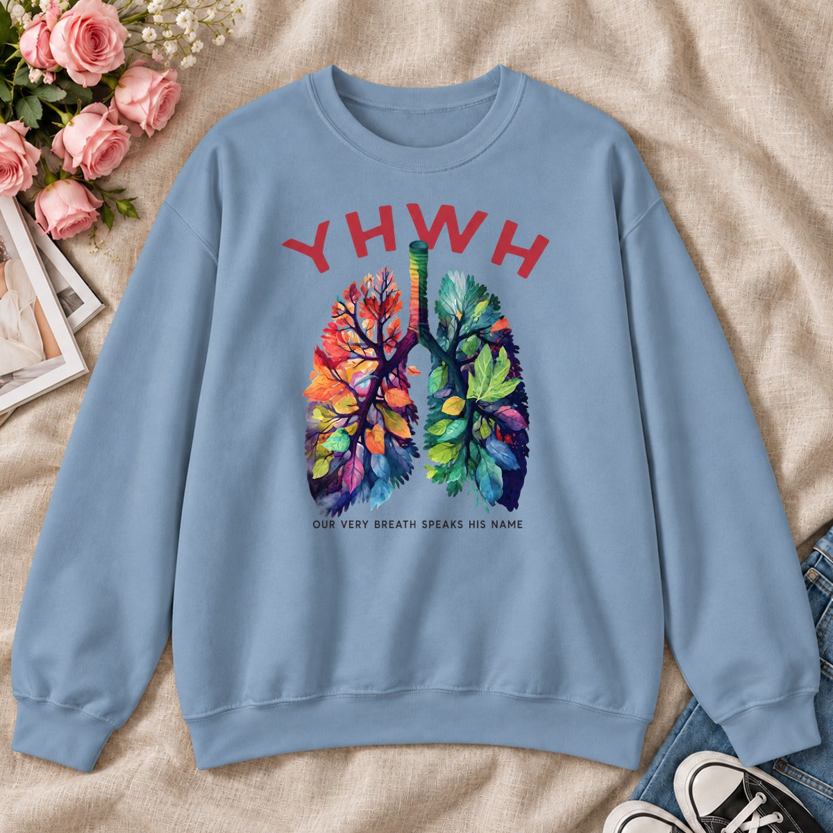 YHWH Our Very Breath Speaks His Name, Gift For Christian Respiratory Therapist - 2D Unisex Sweatshirt