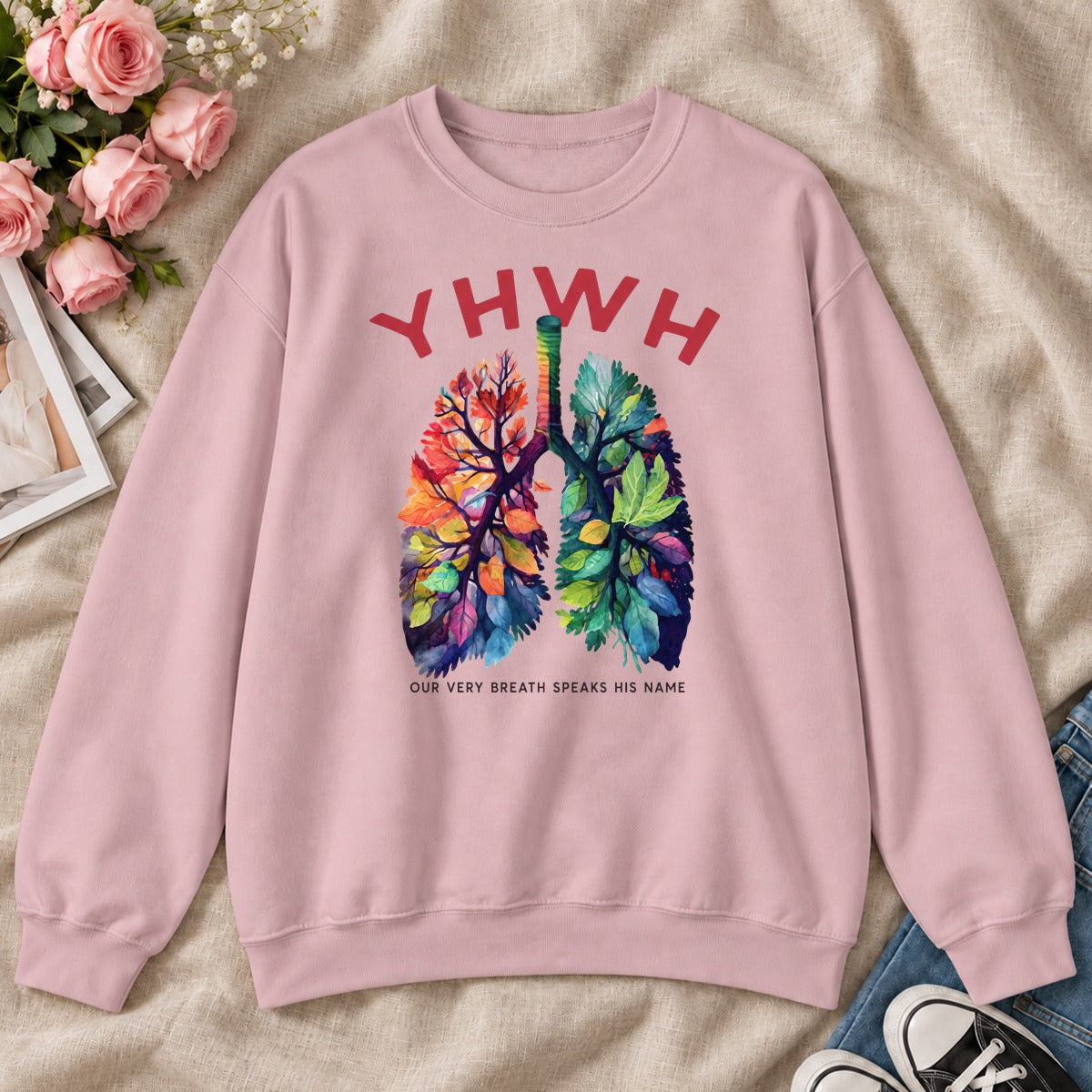 YHWH Our Very Breath Speaks His Name, Gift For Christian Respiratory Therapist - 2D Unisex Sweatshirt