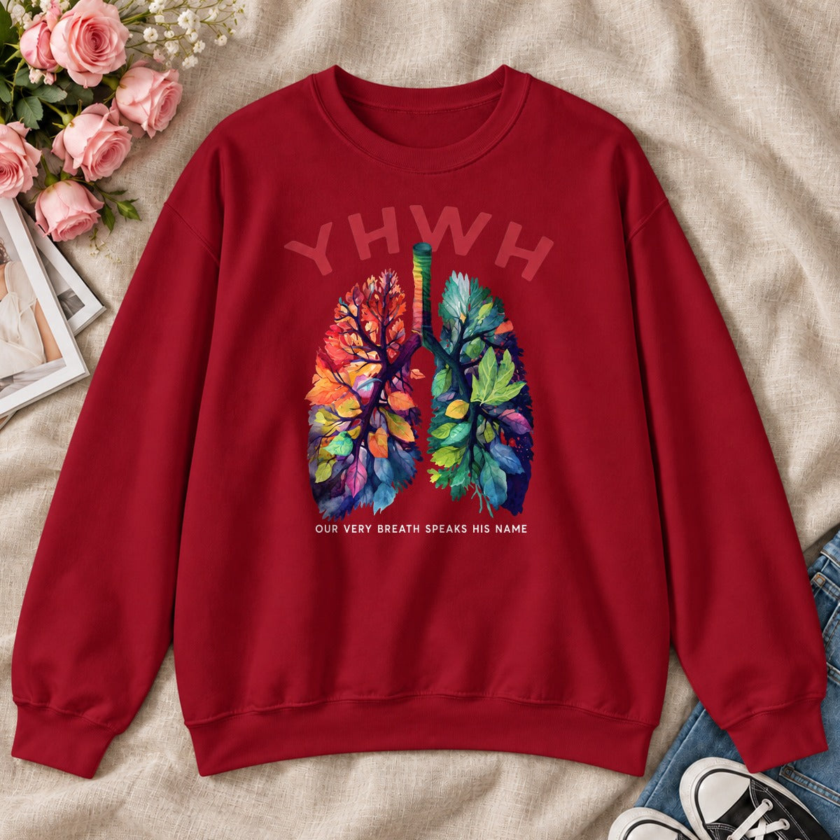 YHWH Our Very Breath Speaks His Name, Gift For Christian Respiratory Therapist - 2D Unisex Sweatshirt