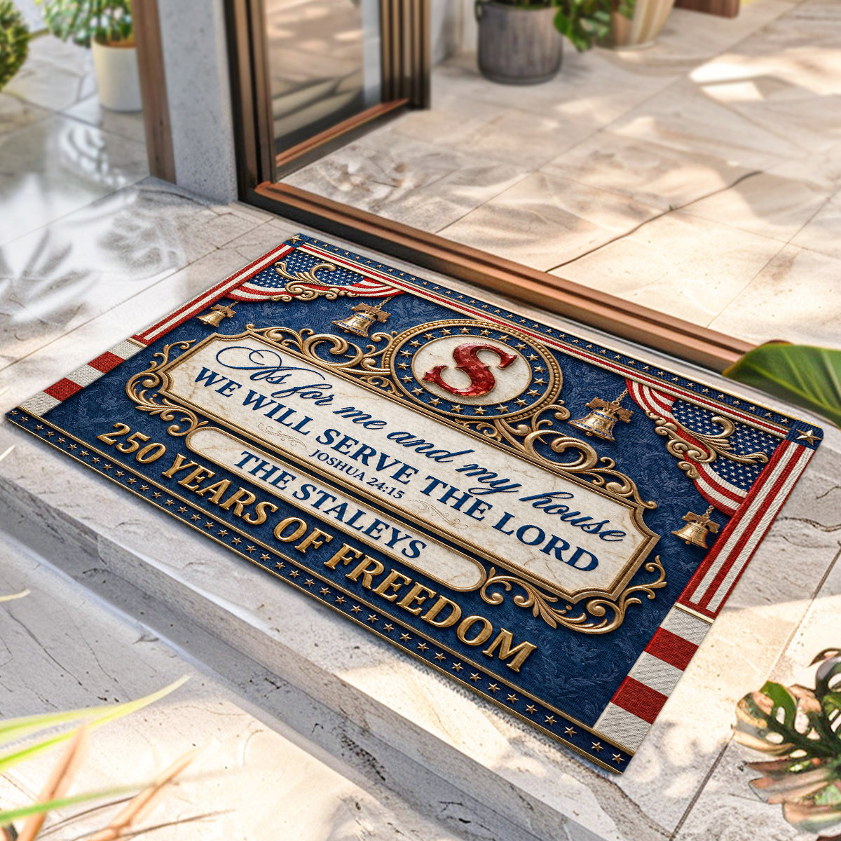 As For Me And My House We Will Serve The Lord - Personalized Doormat