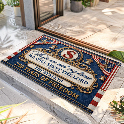 As For Me And My House We Will Serve The Lord - Personalized Doormat