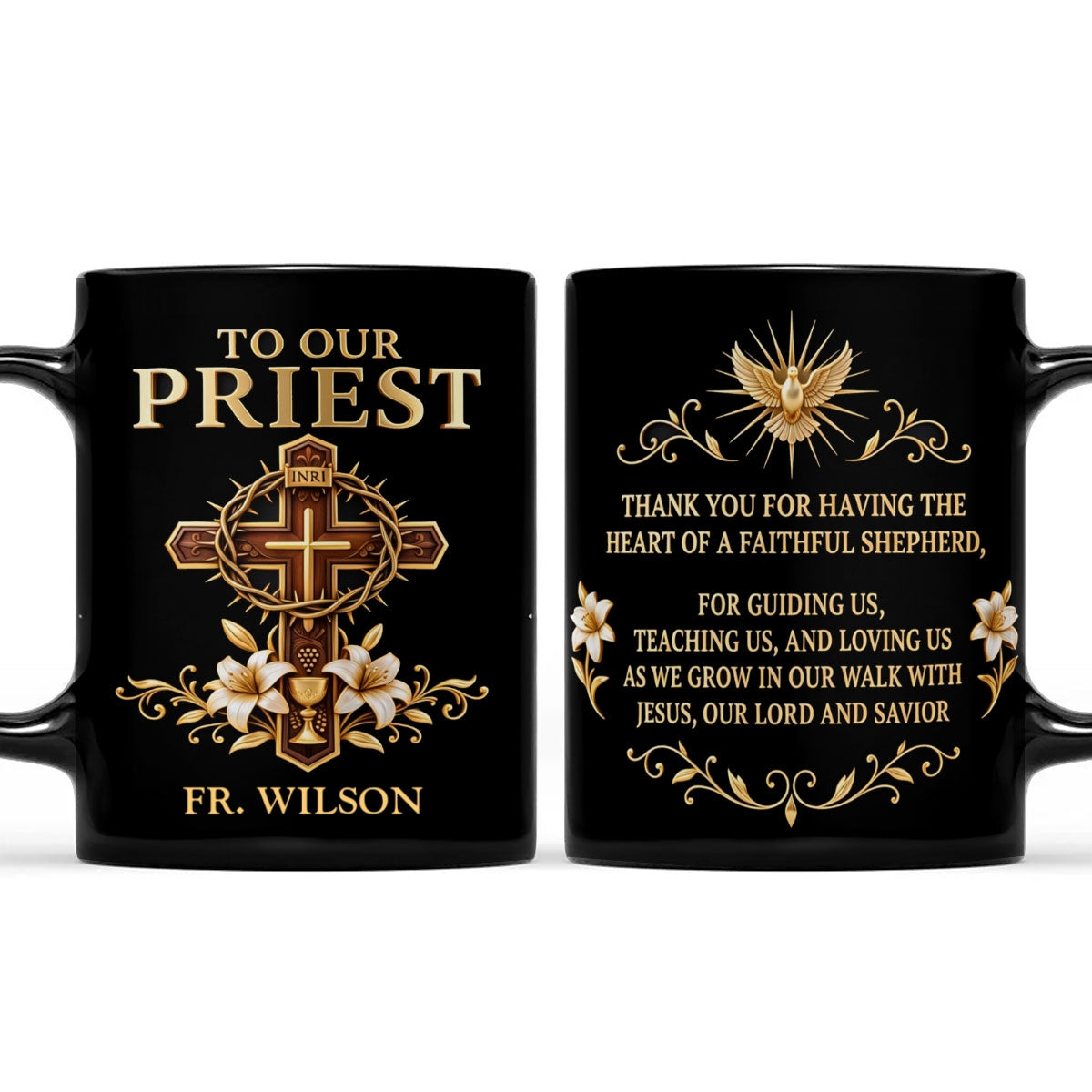 Thank You For Being A Faithful Shepherd, Christian Gift For Priest | Personalized Ceramic Coffee Mug