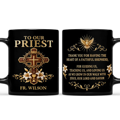 Thank You For Being A Faithful Shepherd, Christian Gift For Priest | Personalized Ceramic Coffee Mug
