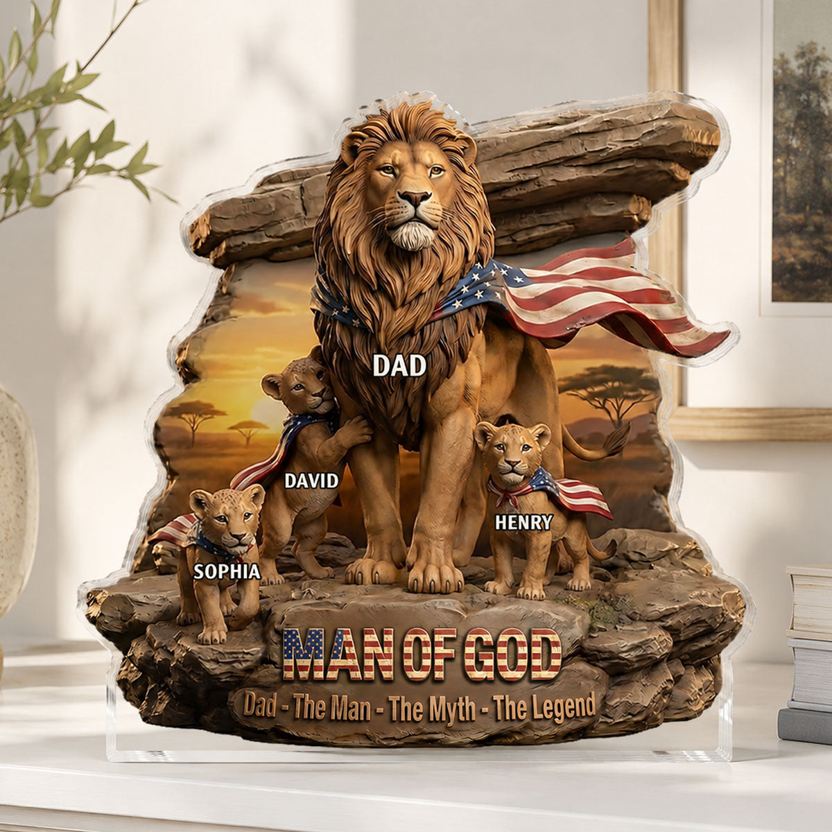 Man Of God Dad The Man The Myth The Legend | Personalized Custom Shaped Acrylic Plaque