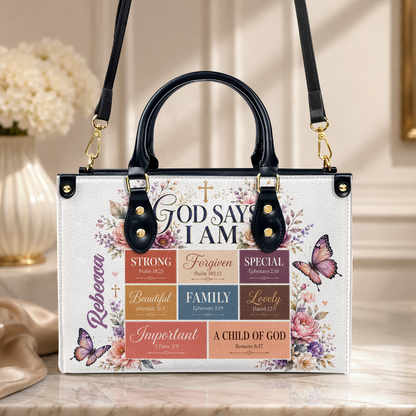 God Says I Am, Gift For Women | Personalized Leather Handbag