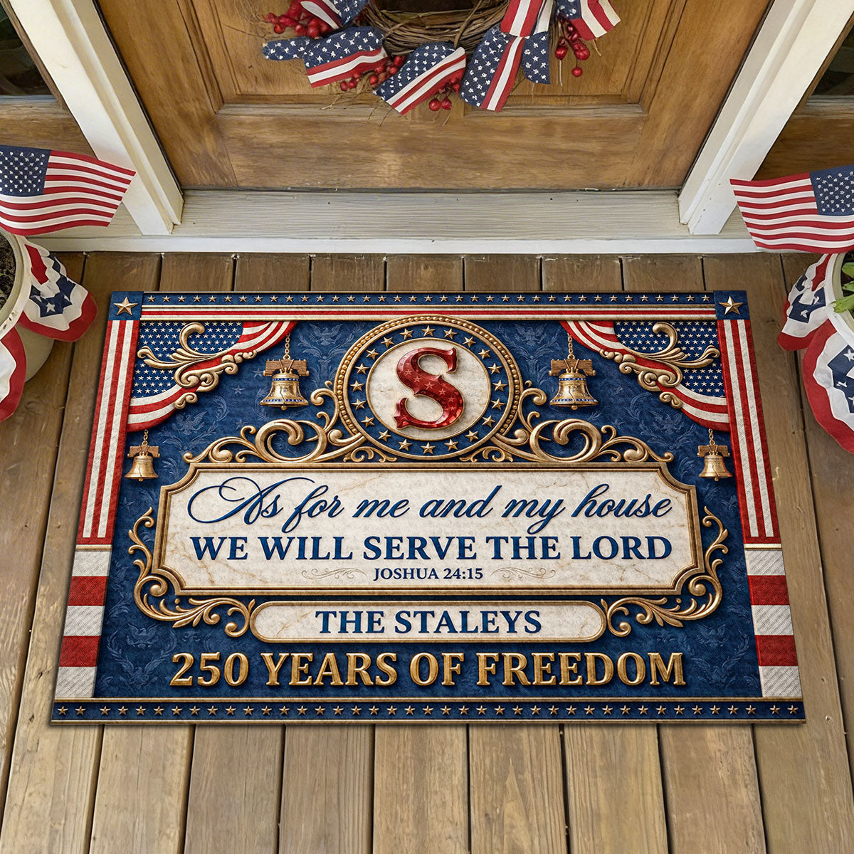 As For Me And My House We Will Serve The Lord - Personalized Doormat