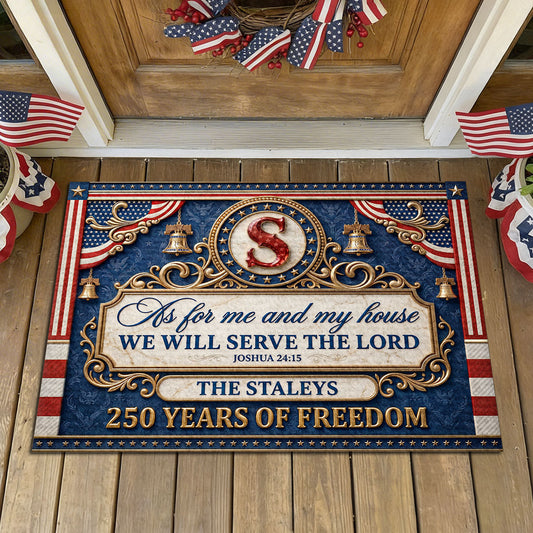 As For Me And My House We Will Serve The Lord - Personalized Doormat