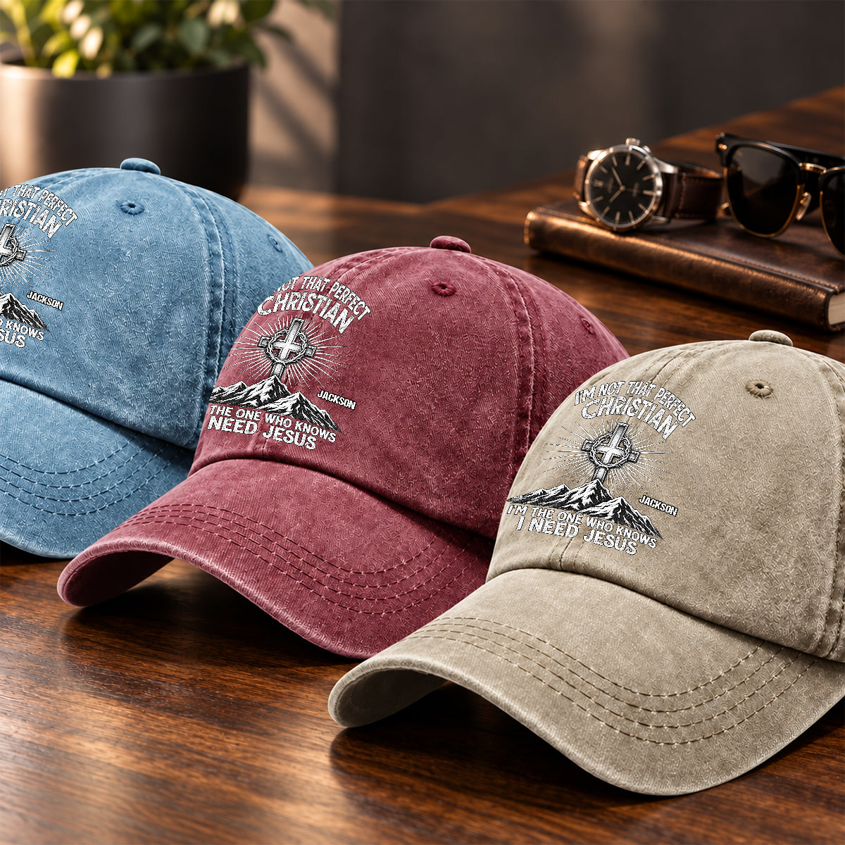 Raised In Faith, Gift For Christian - Personalized Custom Vintage Washed Denim Cap