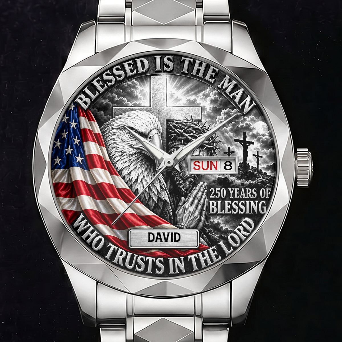 Blessed Is The Man Who Trusts In The Lord, Gift For Men - Personalized Men's Wrist Watch
