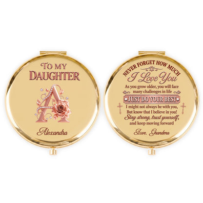 To My Granddaughter And Daughter, Gift For Granddaughter | Personalized Circle Metallic Mirror