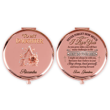 To My Granddaughter And Daughter, Gift For Granddaughter | Personalized Circle Metallic Mirror