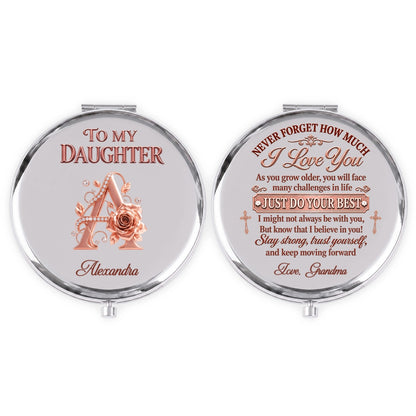 To My Granddaughter And Daughter, Gift For Granddaughter | Personalized Circle Metallic Mirror