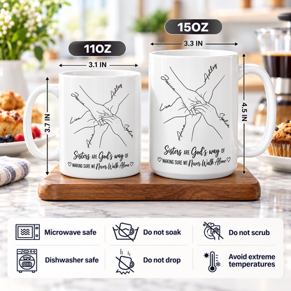 Sisters Are God's Way, Gift For Sister In Christ | Personalized Ceramic Coffee Mug