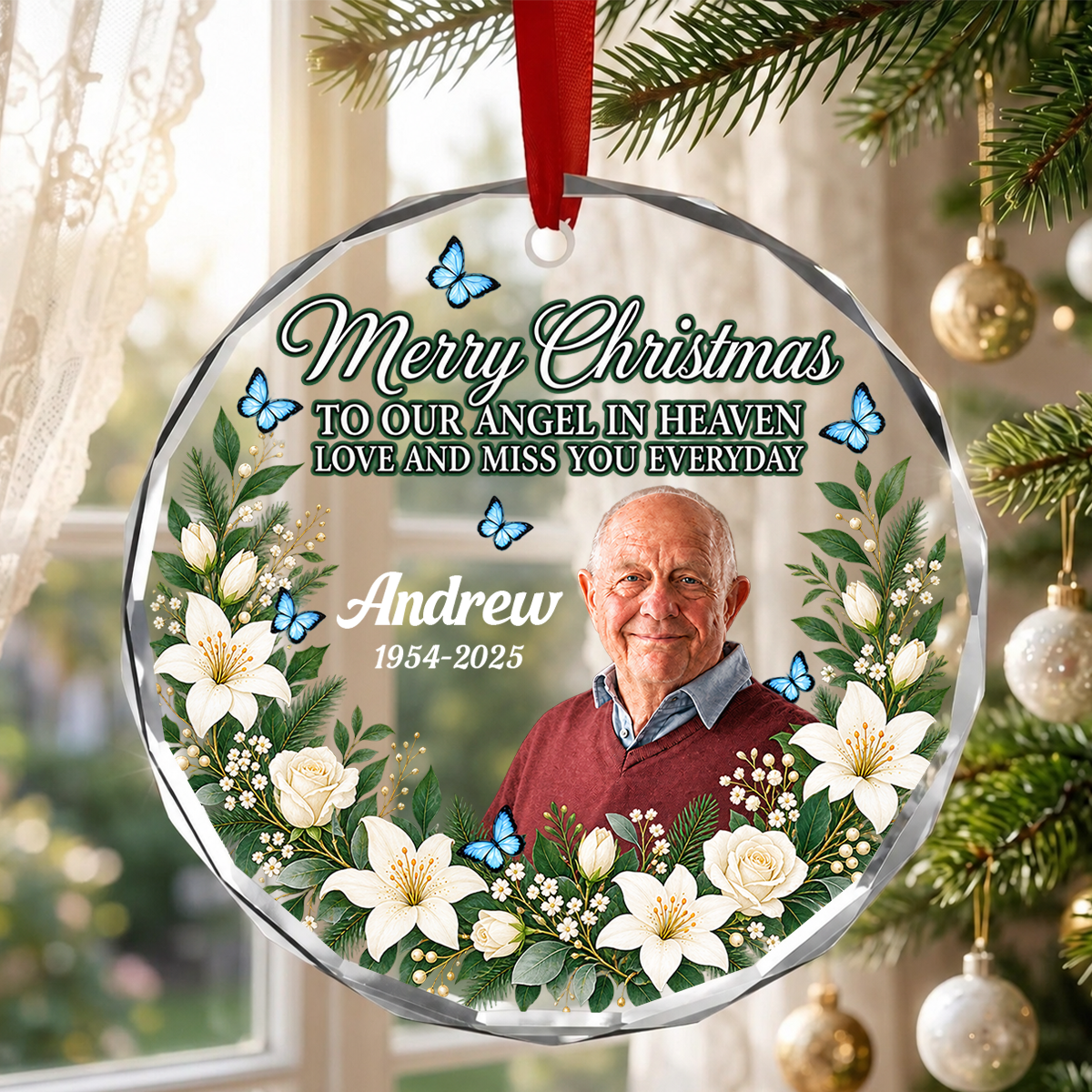 Love And Miss You Every Day, Gift For Family - Personalized Round Shaped Glass Ornament
