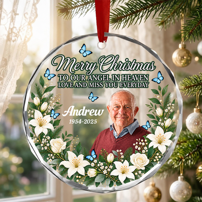 Love And Miss You Every Day, Gift For Family - Personalized Round Shaped Glass Ornament