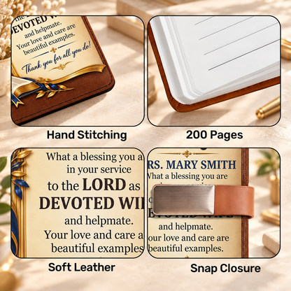 To Our Pastor And Pastor's Wife, Christian Gift For Pastor | Personalized Leather Notebook & Pen Set