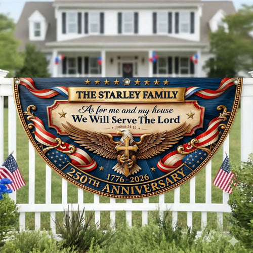 As For Me And My Family We Will Serve The Lord - Personalized Non-Pleated Fan Flag