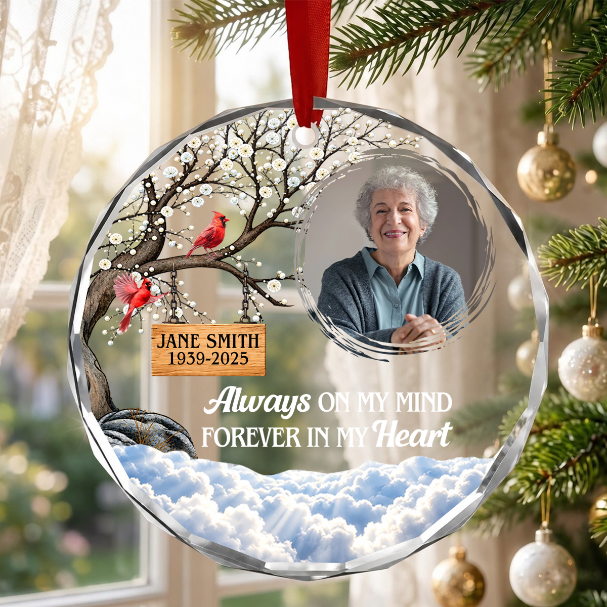 Forever In My Heart, Gift For Loved One - Personalized Heart Shaped Glass Ornament