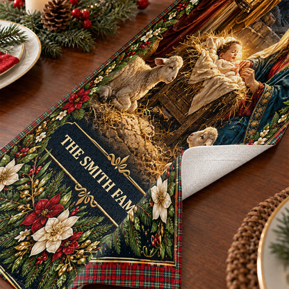 As For Me And My House We Will Serve The Lord, Christian Chrismas Gifts For Grandma, Family | Personalized Table Runner