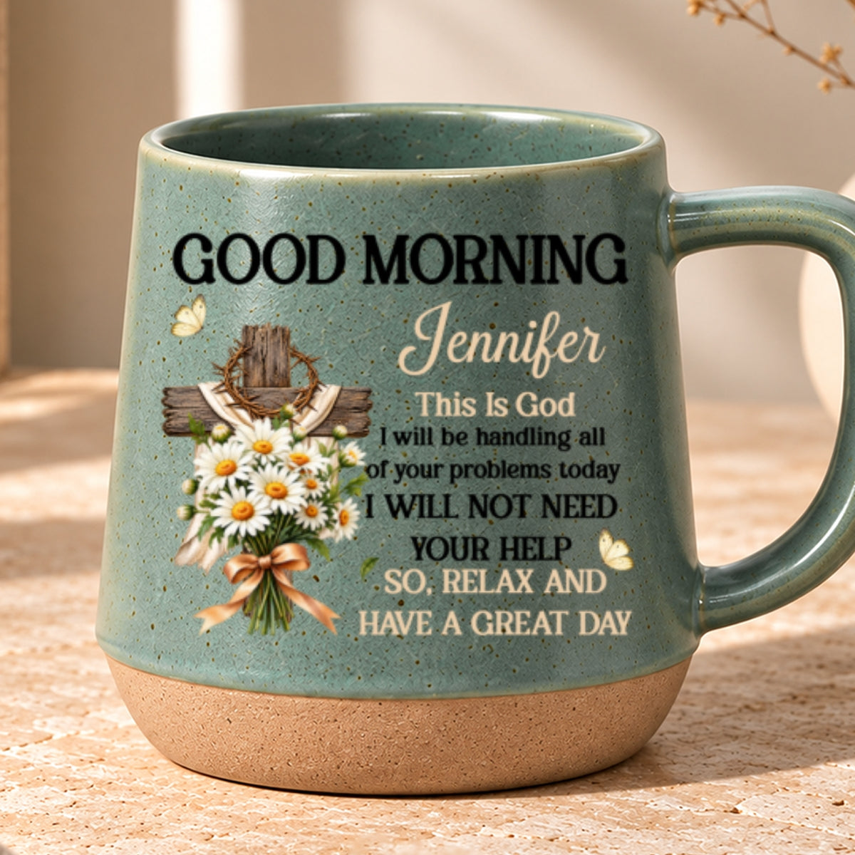 Good Morning This Is God, Gift For Loved One | Personaliezd 12OZ Conical Coffee Mug