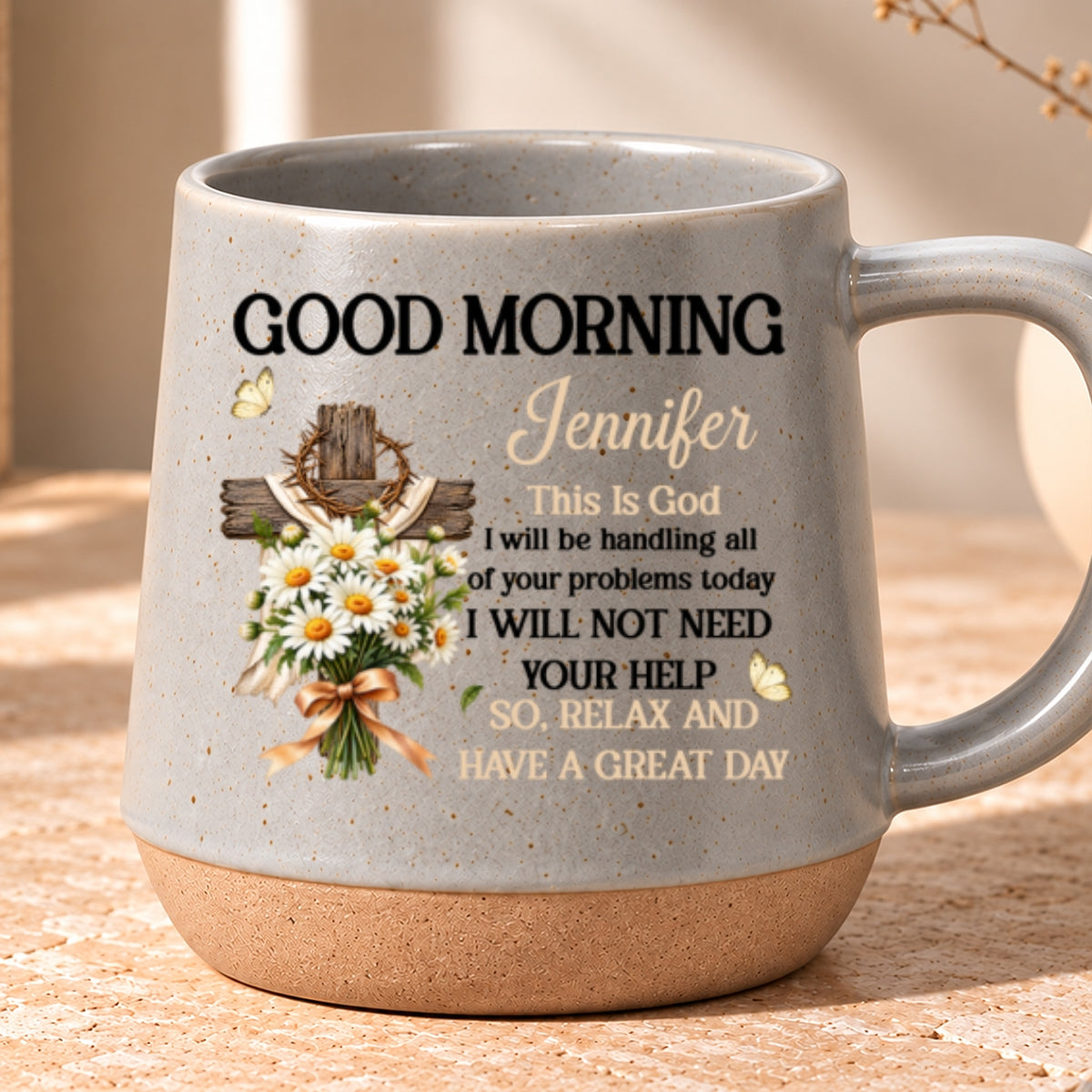 Good Morning This Is God, Gift For Loved One | Personaliezd 12OZ Conical Coffee Mug