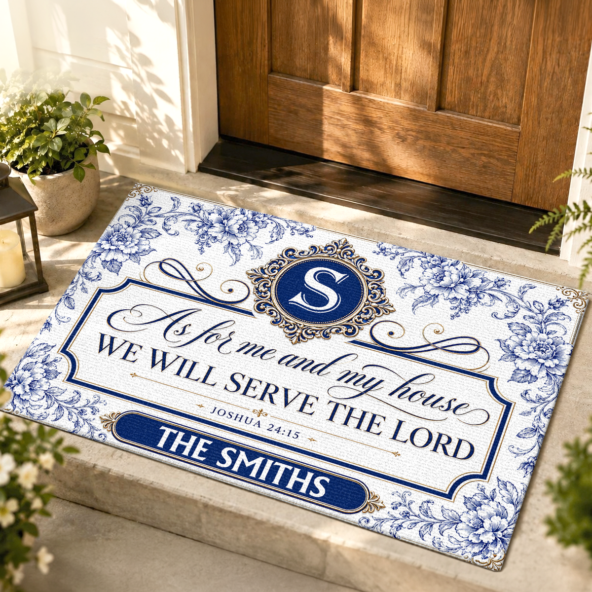 As For Me And My House We Will Serve The Lord, Gift For Family | Personalized Doormat