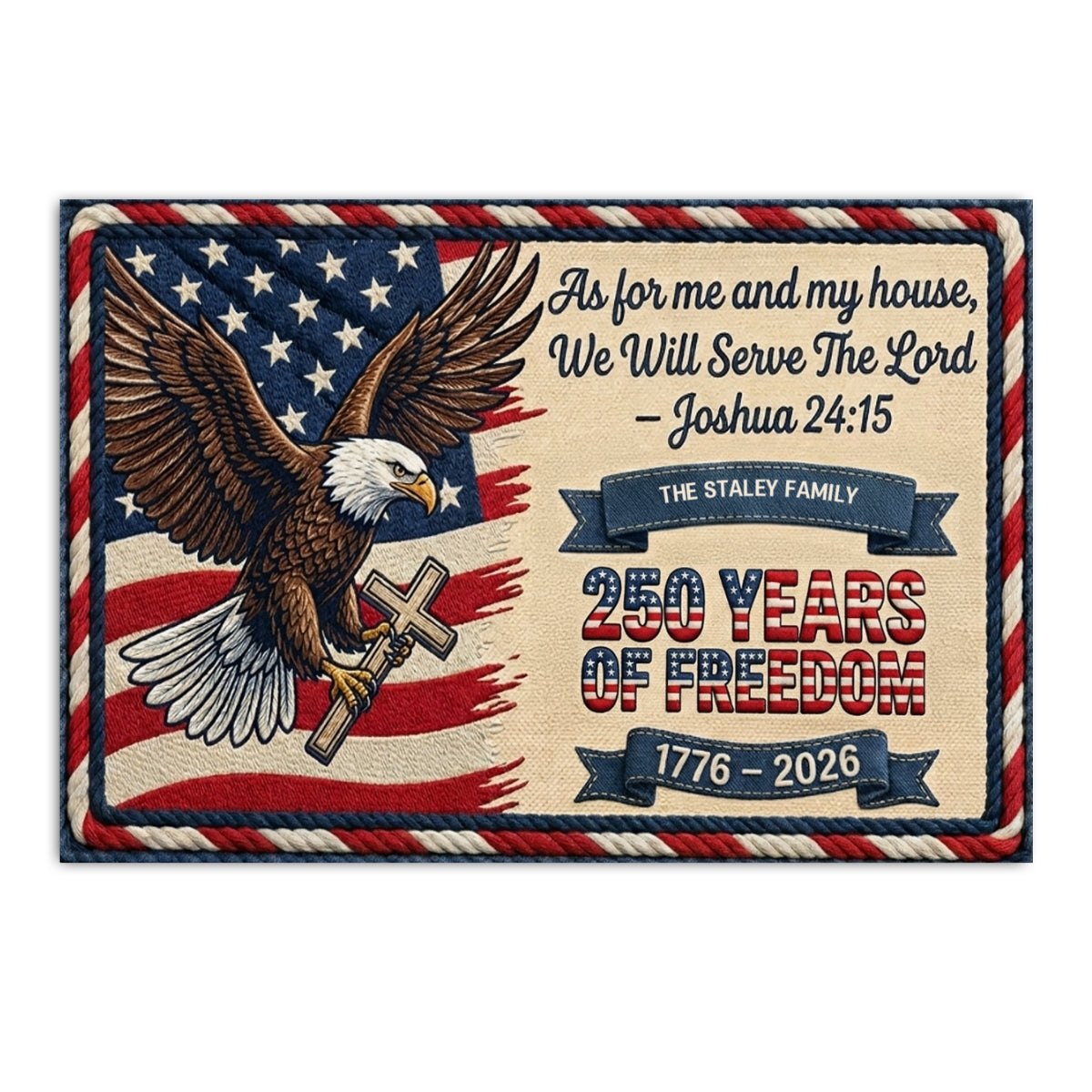 As For Me And My House 250 Years Of Freedom - Personalized Doormat