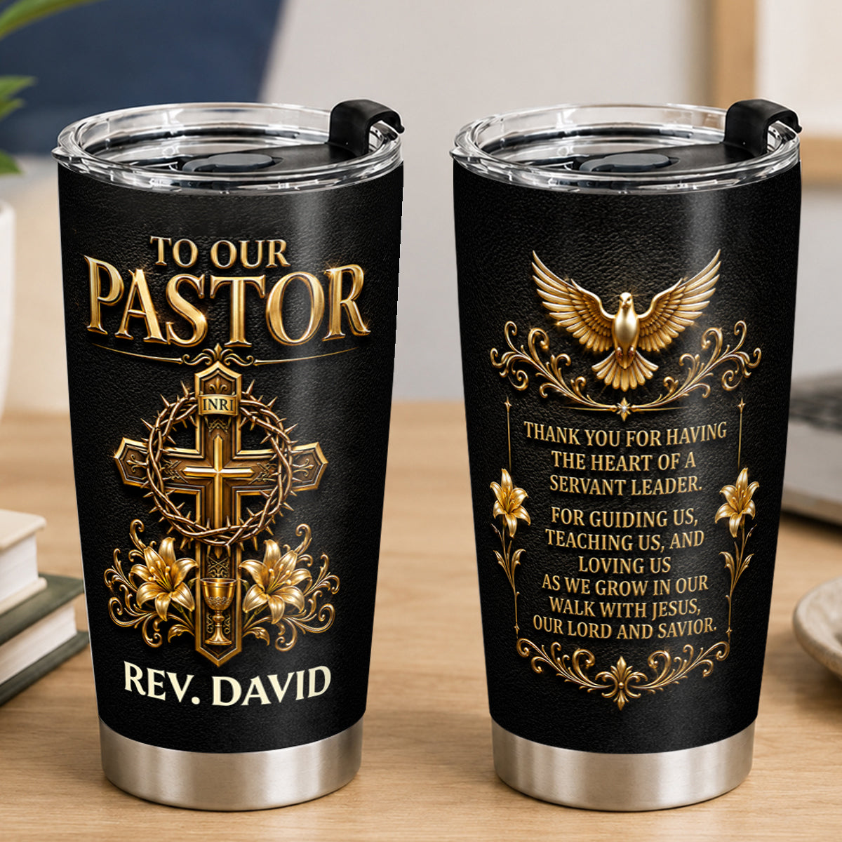 To Our Pastor For Having The Heart Of A Servant Leader, Gift For Pastor | Personalized Stainless Steel Tumbler