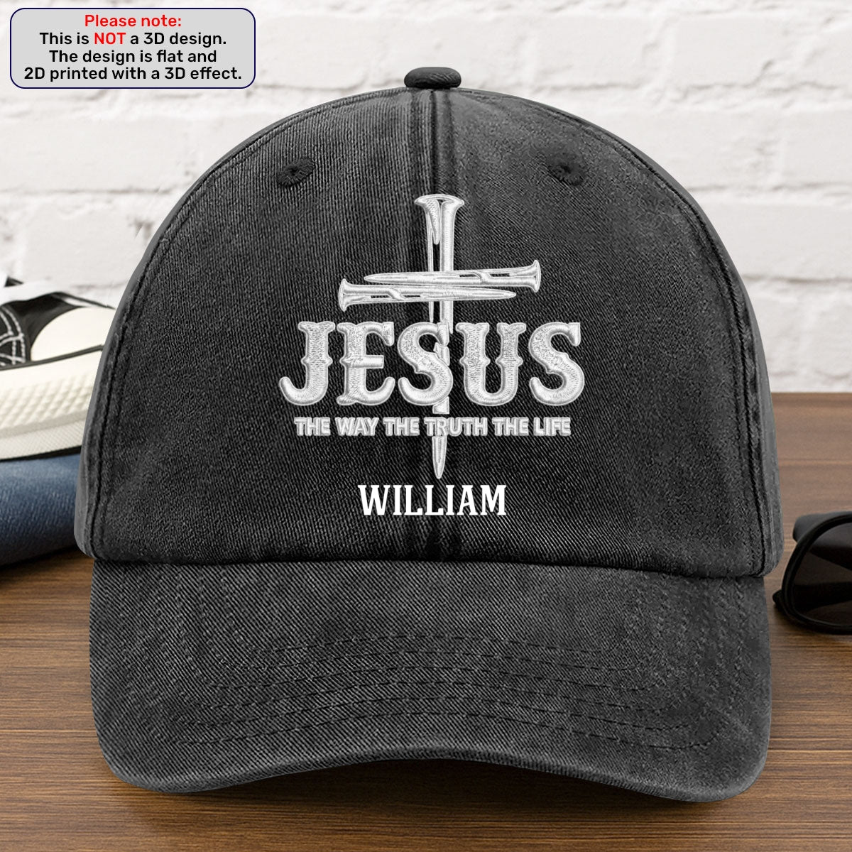 Jesus The Way The Truth The Life | Personalized Vintage Washed Denim Cap