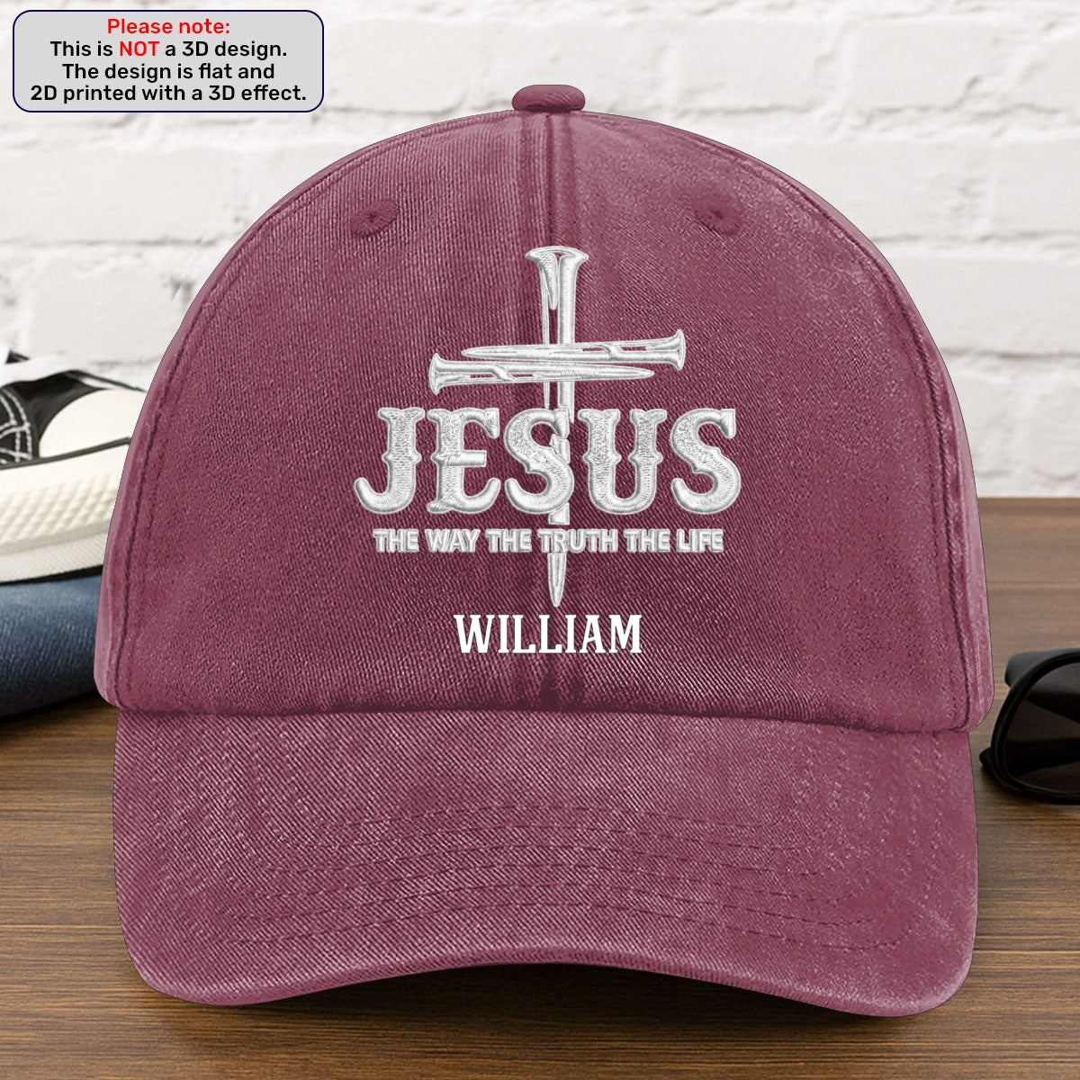 Jesus The Way The Truth The Life | Personalized Vintage Washed Denim Cap